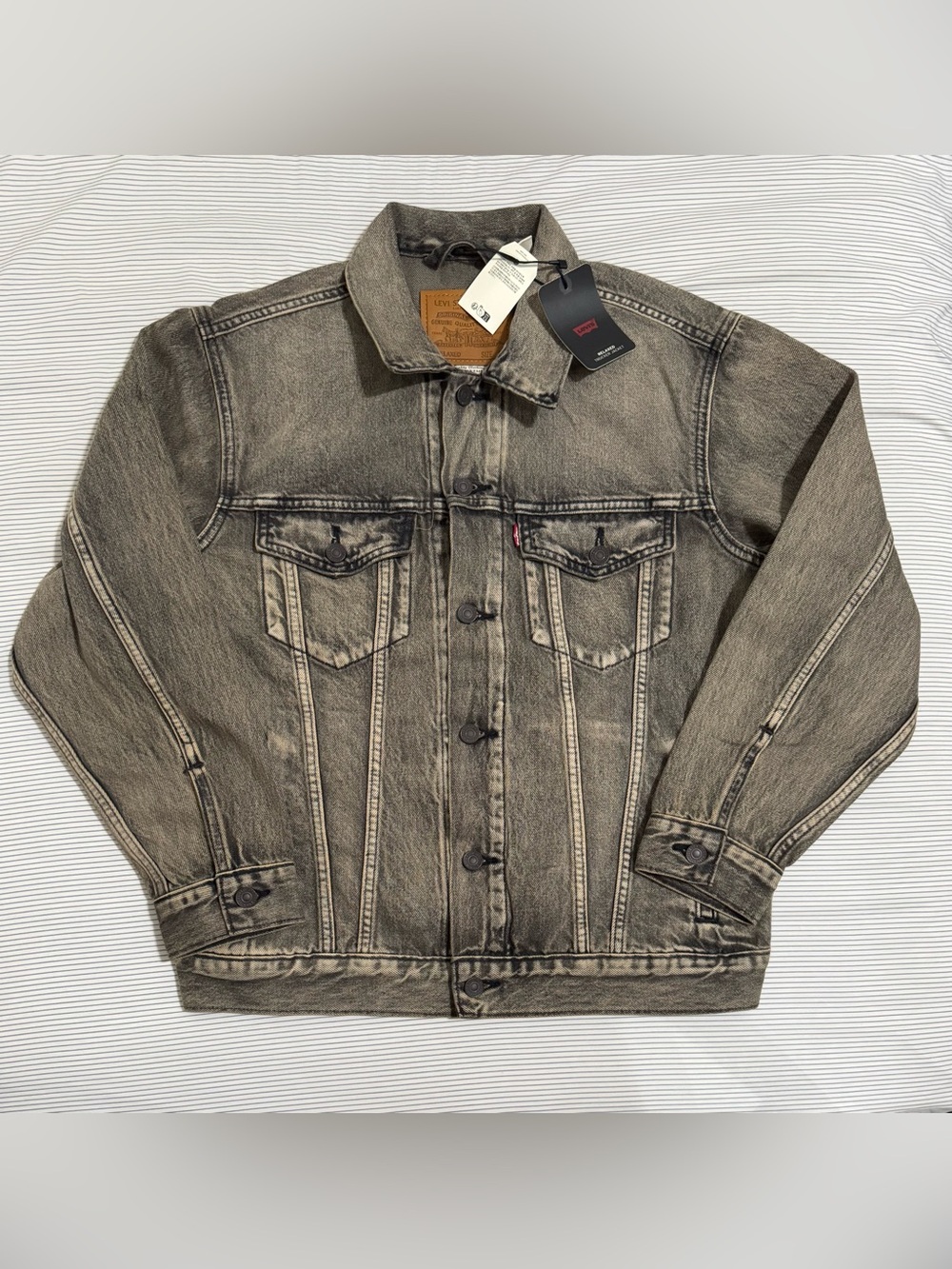 Levis Men's Small Relaxed Fit Trucker Jacket (21.5 in PtP) Black/Grunge Wash NWT